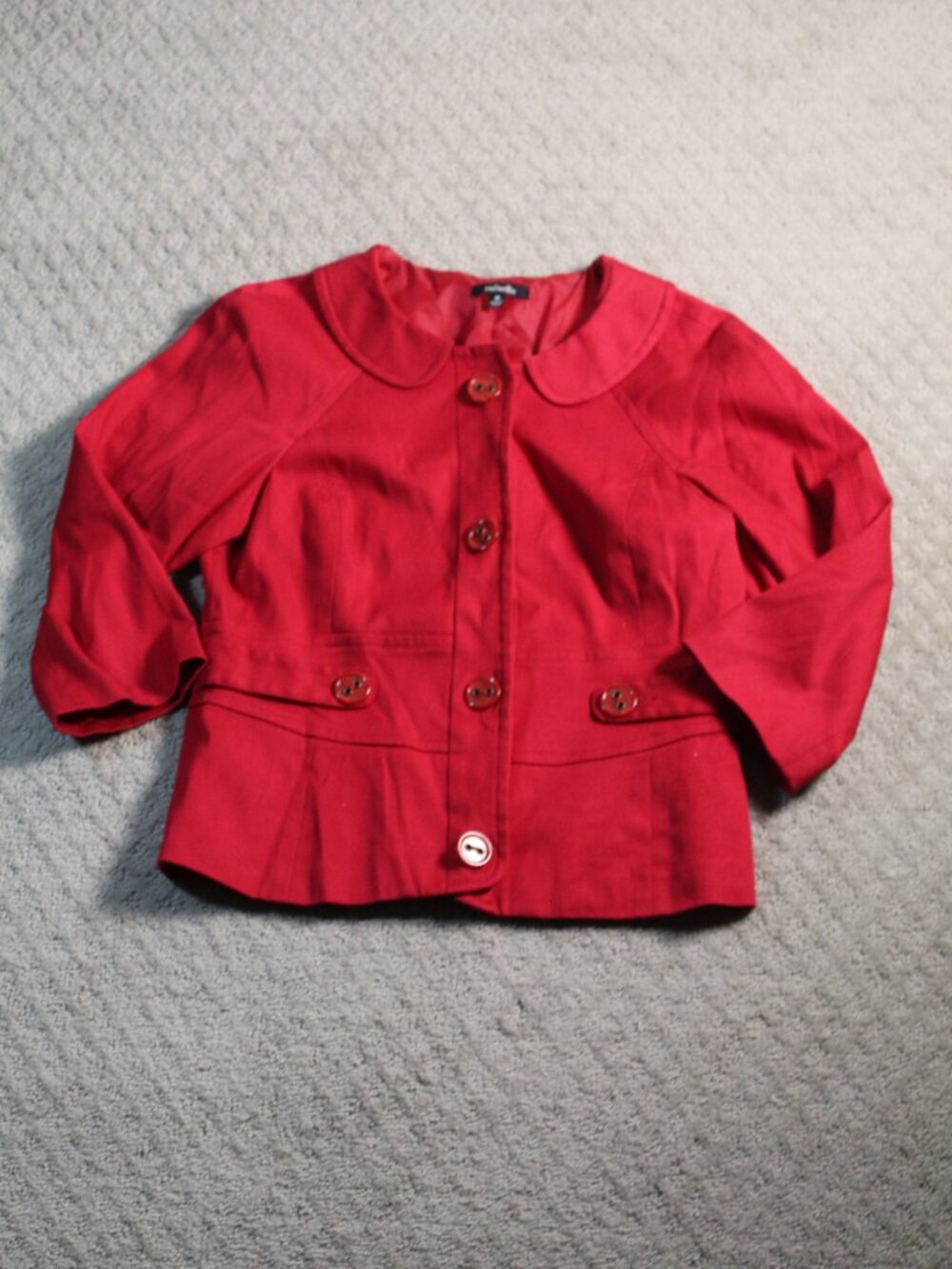 Rafaella Size M Red 3/4 Sleeve Blazer